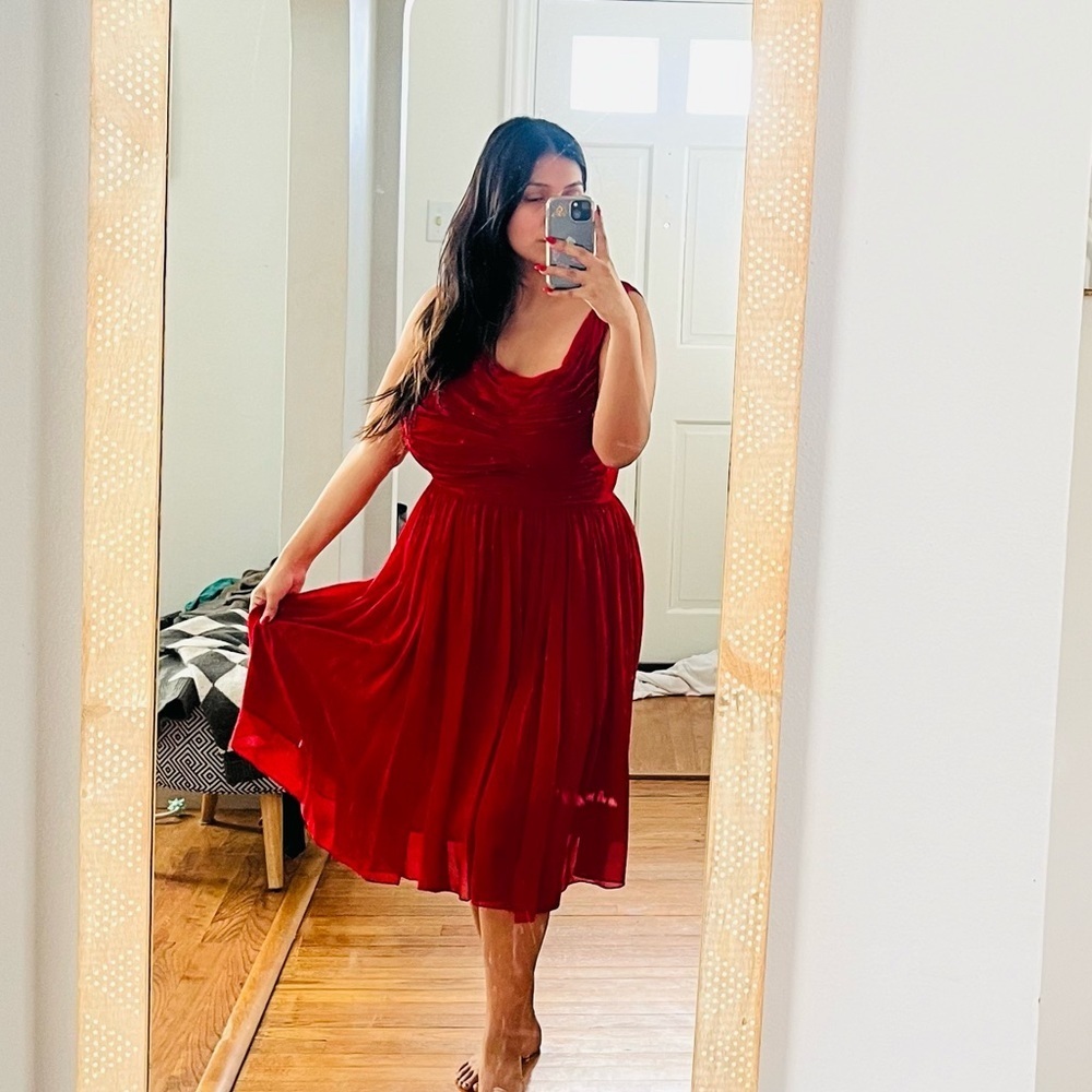Anthropologie Red Midi Dress